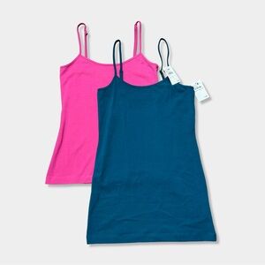 14th & Union Nordstrom Pink & Blue Spaghetti Strap Stretch Cami Tank Top Lot S